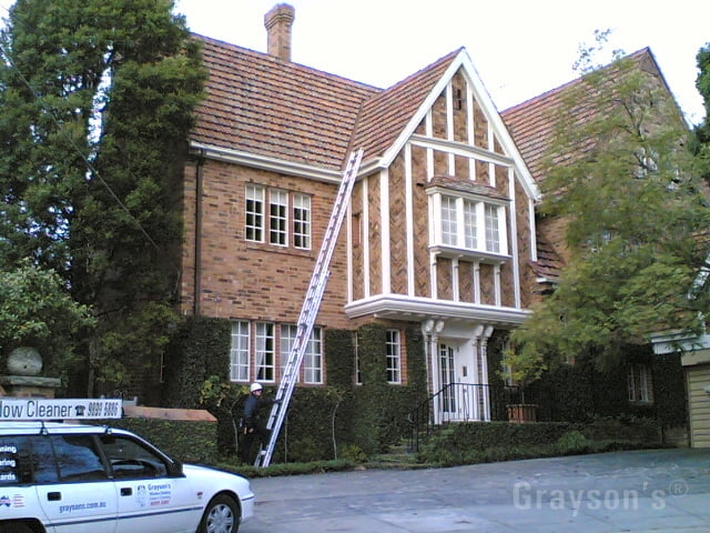 A steep pitched roof.