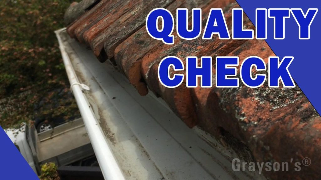 Inspecting a gutter after cleaning for quality control