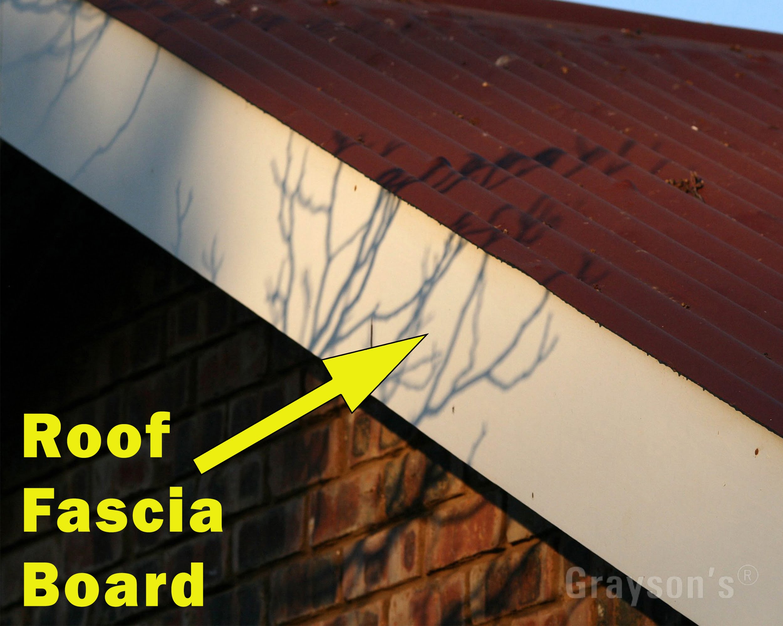 The fascia of a gable roof
