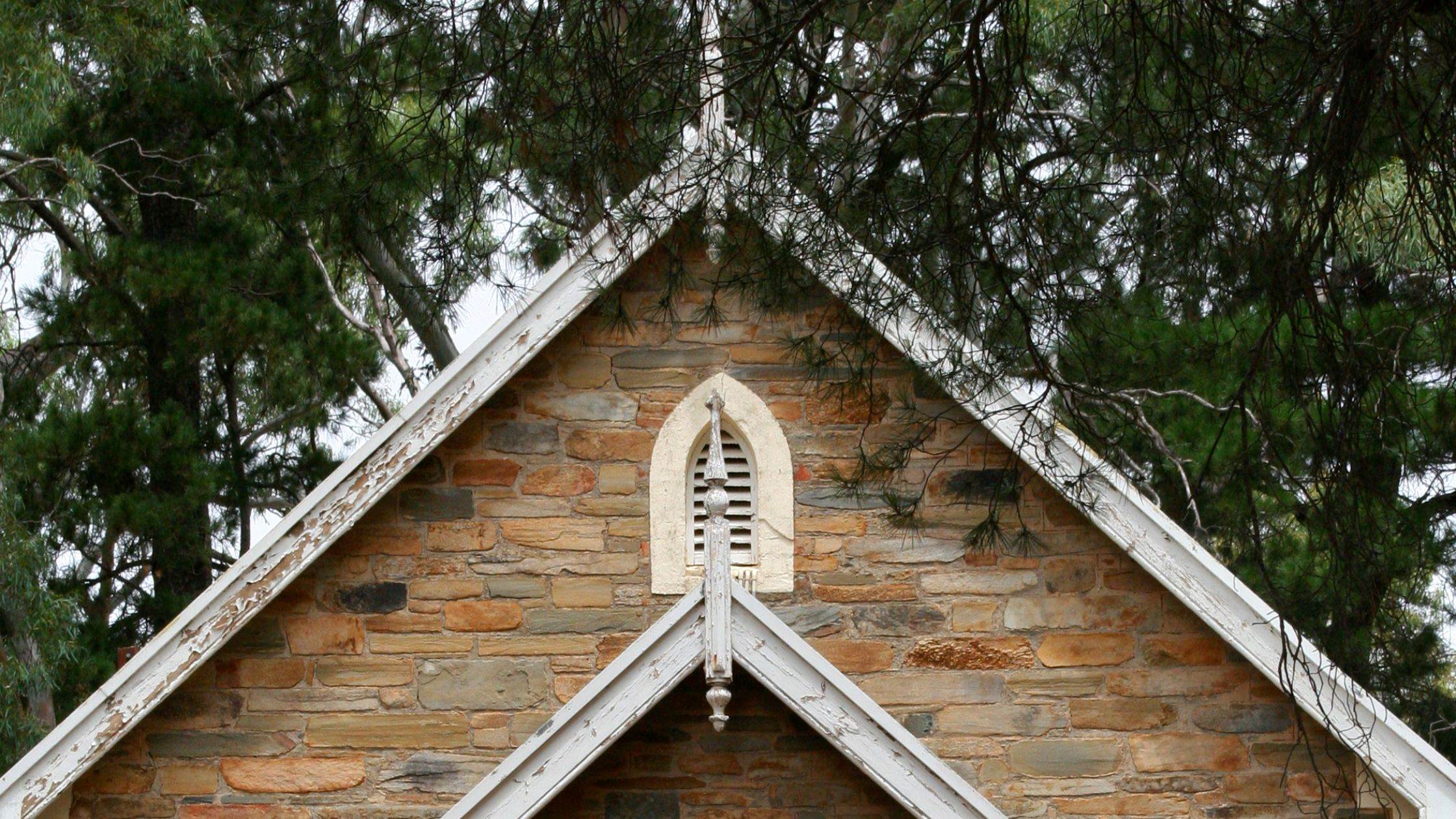 Old church roof with high pitch