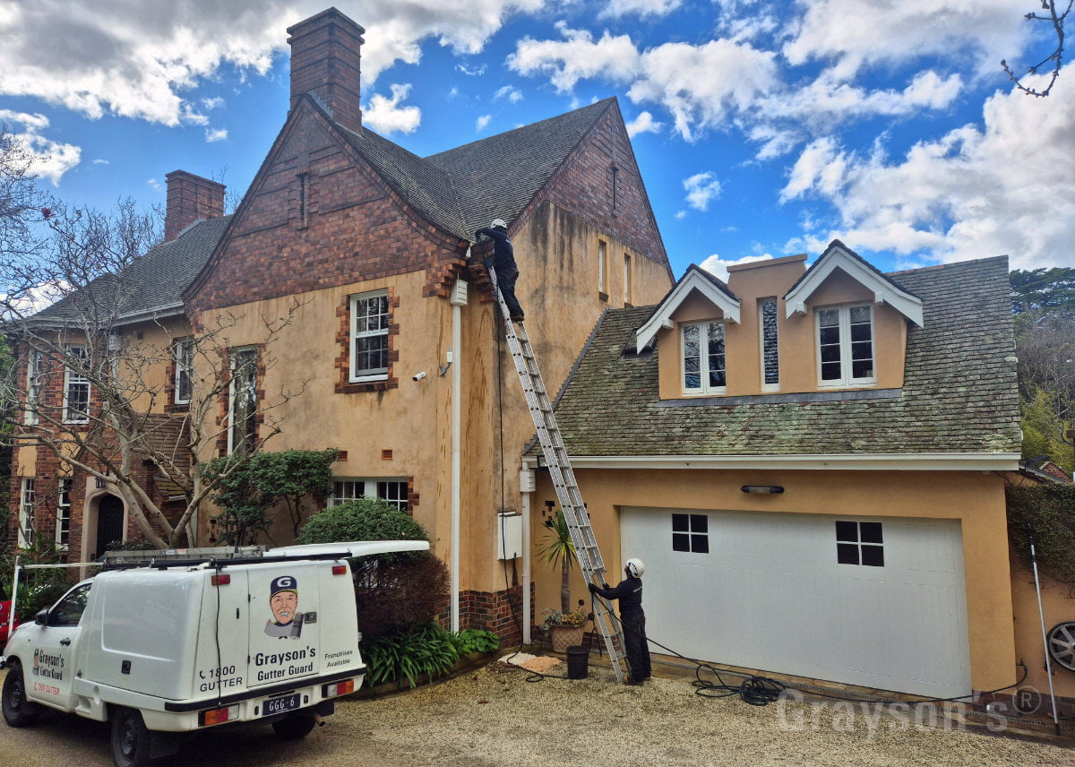 Grayson's team cleaning gutters in inner Melbourne